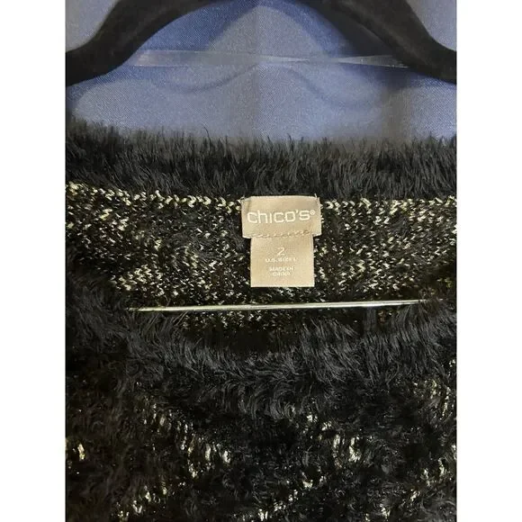 Chico's Zig-Zag Fuzzy Soft Jacquard Pullover Sweater NWT Size US LARGE - Picture 6 of 10